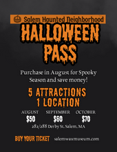 Load image into Gallery viewer, Halloween Pass - Discounted Admission to all 5 attractions in the Haunted Neighborhood
