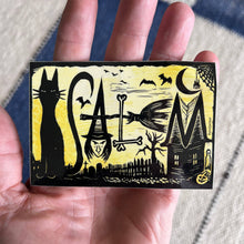 Load image into Gallery viewer, Salem Witch Cat Halloween Skull Ghost 2.75 x 4" glossy vinyl sticker from Pixel Palmer
